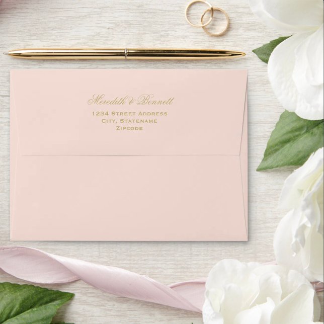 Elegant Blush Pink and Gold Wedding Envelope (Creator Uploaded)