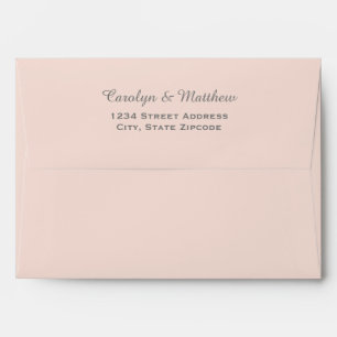Elegant Blush Pink and Grey Silver Wedding Envelope