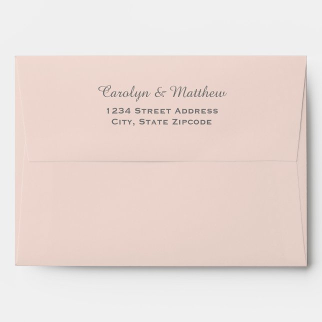 Elegant Blush Pink and Grey Silver Wedding Envelope (Back (Top Flap))