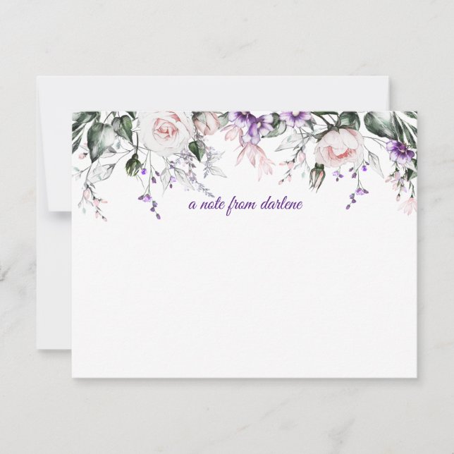 Elegant Blush Pink and Purple Watercolor Floral | Card (Front)