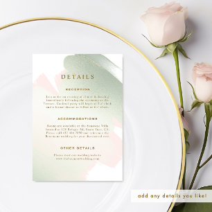 Elegant Blush Pink and Sage Green Wedding Details Enclosure Card
