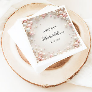 Elegant Blush Pink and White Pearls Bridal Shower Napkin