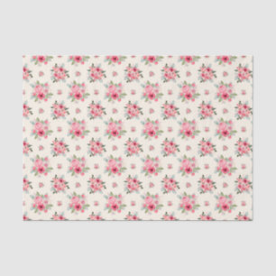 Elegant Blush Pink And White Rose Floral Pattern Tissue Paper