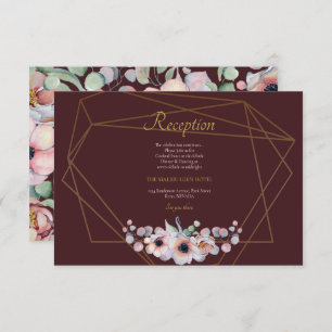 Elegant Blush Pink Anemone Floral Geometric Frames Enclosure Card