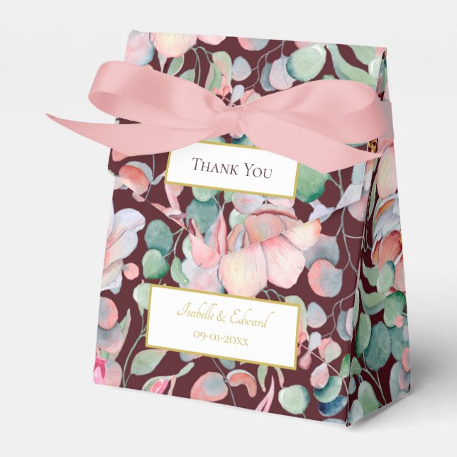 Elegant Blush Pink Anemone Floral Geometric Frames Favour Box (Front Side)