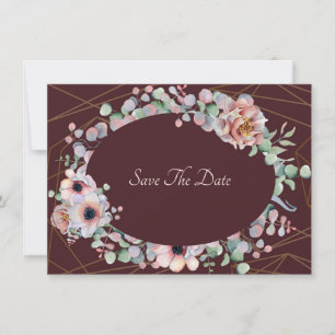 Elegant Blush Pink Anemone Floral Geometric Frames Save The Date