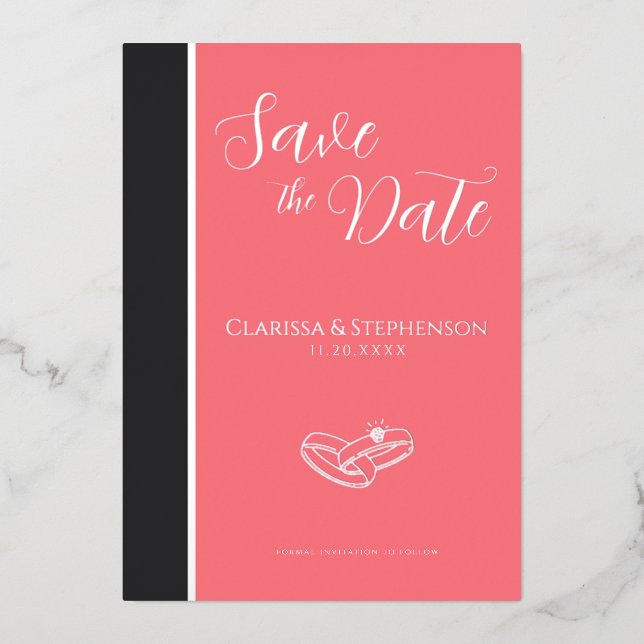 Elegant Blush Pink Anthracite Save The Date (Front)