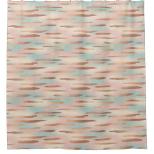 Elegant Blush Pink, Aqua & Gold Seamless Pattern Shower Curtain