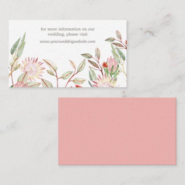 Elegant Blush Pink Australian Floral Website Card. Enclosure Card (Front/Back)