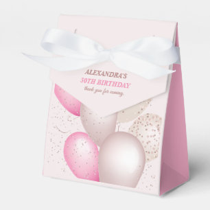 Elegant Blush Pink Balloons Birthday Thank you Favour Box