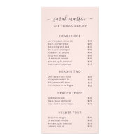 Elegant Blush Pink Beauty Salon Price List
