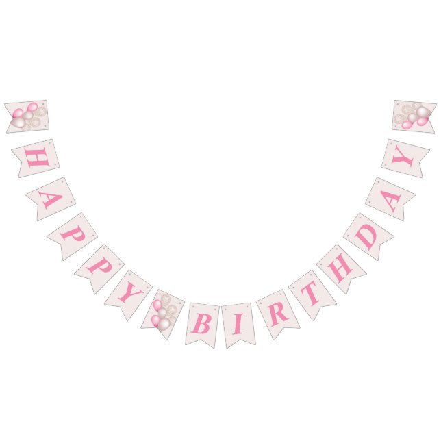 Elegant Blush Pink Beige Birthday Balloons Bunting (All)