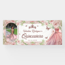 Elegant Blush Pink Birthday Quinceanera Banner