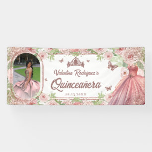 Elegant Blush Pink Birthday Quinceanera Banner