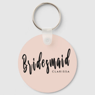 Elegant blush pink & black bridesmaid key ring