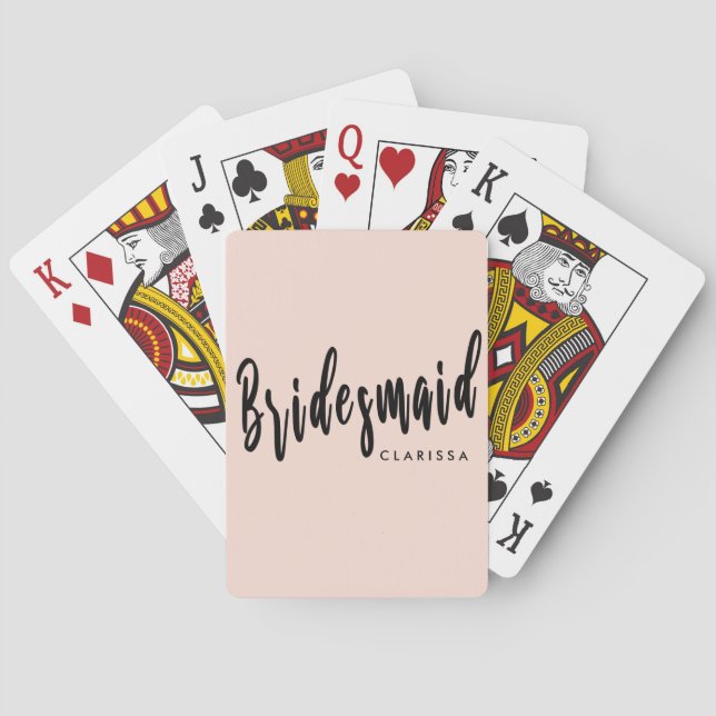 Elegant blush pink & black bridesmaid playing cards (Back)