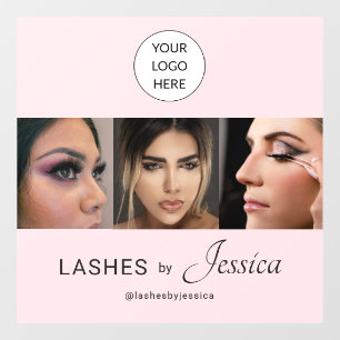 Elegant Blush Pink Black Script 3 Photo Lashes Window Cling
