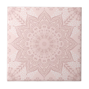 Elegant Blush Pink Boho Mandala Tile