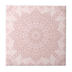 Elegant Blush Pink Boho Mandala Tile