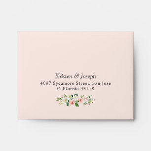 Elegant Blush Pink Botanical Floral for RSVP card Envelope