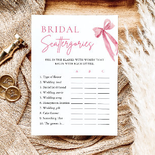 Elegant Blush Pink Bow Bridal Scattergories Game Invitation