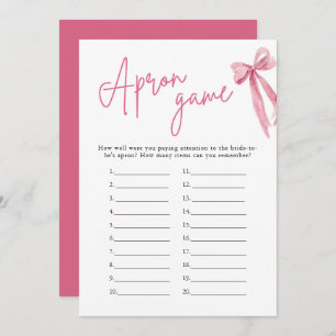 Elegant Blush Pink Bow Bridal Shower Apron Game Invitation