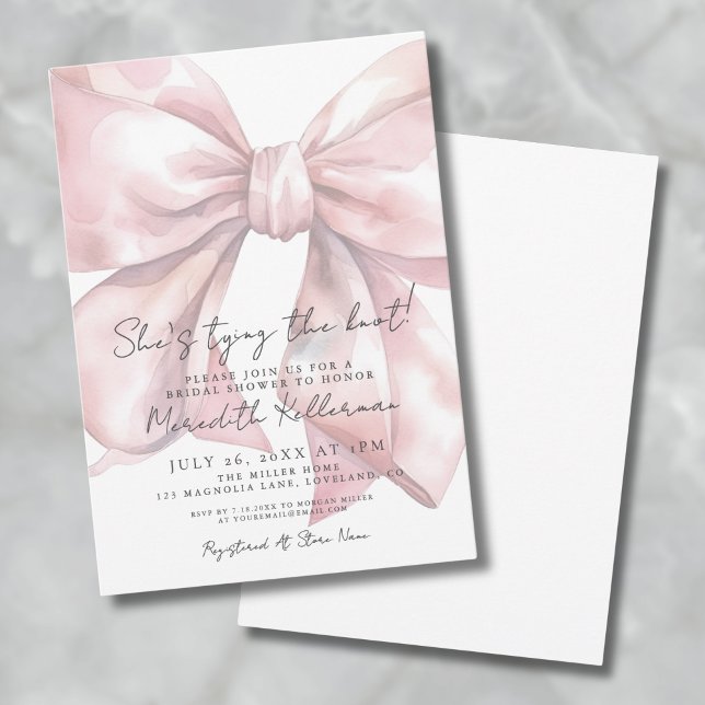 Elegant Blush Pink Bow Bridal Shower Invitation (Elegant Blush Pink Bow Bridal Shower Invitation)