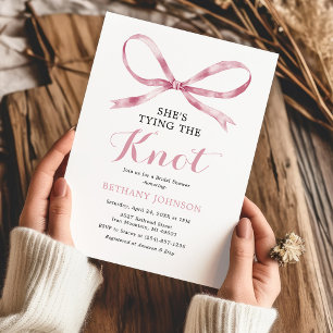 Elegant Blush Pink Bow Bridal Shower Invitation