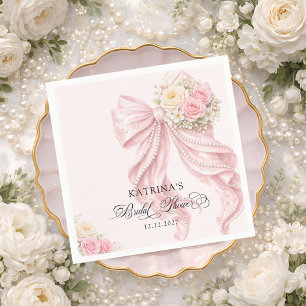 Elegant Blush Pink Bow Bridal Shower Napkin