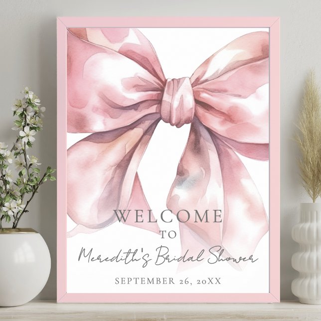 Elegant Blush Pink Bow Bridal Shower Welcome Sign (Elegant Blush Pink Bow Bridal Shower Welcome Sign)