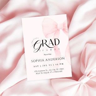 Elegant Blush Pink Bow Photo Graduation Party Invitation