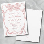 Elegant Blush Pink Bow Whimsical Wedding Invitation<br><div class="desc">Blush Pink Whimsical Romantic Bow Wedding Invitation. Add a touch of whimsy and romance to your wedding with this pretty and enchanting design, perfect for couples who love soft, playful details. A delicate blush pink watercolor bow with flowing ribbons graces the top, creating a dreamy and whimsical feel. The design...</div>