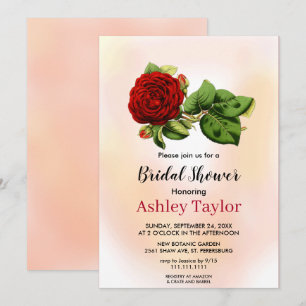 Elegant blush pink burgundy floral Bridal Shower Invitation