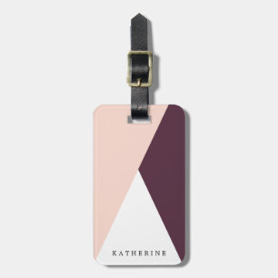 Elegant blush pink & burgundy geometric triangles luggage tag