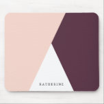 Elegant blush pink & burgundy geometric triangles mouse mat<br><div class="desc">Minimalist and modern design representing blush pink,  white and burgundy colour block.</div>