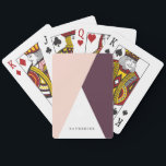 Elegant blush pink & burgundy geometric triangles playing cards<br><div class="desc">Minimalist and modern design representing blush pink,  white and burgundy colour block.</div>