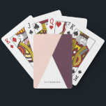 Elegant blush pink & burgundy geometric triangles playing cards<br><div class="desc">Minimalist and modern design representing blush pink,  white and burgundy colour block.</div>
