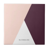 Elegant blush pink & burgundy geometric triangles