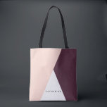 Elegant blush pink & burgundy geometric triangles tote bag<br><div class="desc">Minimalist and modern design representing blush pink,  white and burgundy colour block.</div>