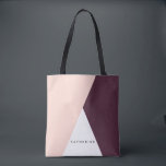 Elegant blush pink & burgundy geometric triangles tote bag<br><div class="desc">Minimalist and modern design representing blush pink,  white and burgundy colour block.</div>