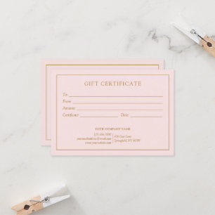 Elegant Blush Pink Business Logo Gift Certificate