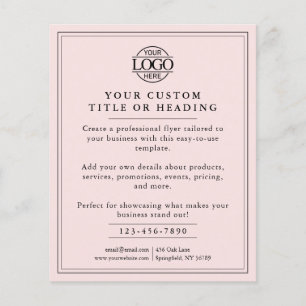 Elegant Blush Pink Business Logo Promotional Flyer