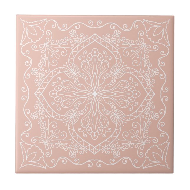 Elegant Blush Pink Butterfly Decorative Tile (Front)