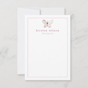 Elegant Blush Pink Butterfly Personalised Card