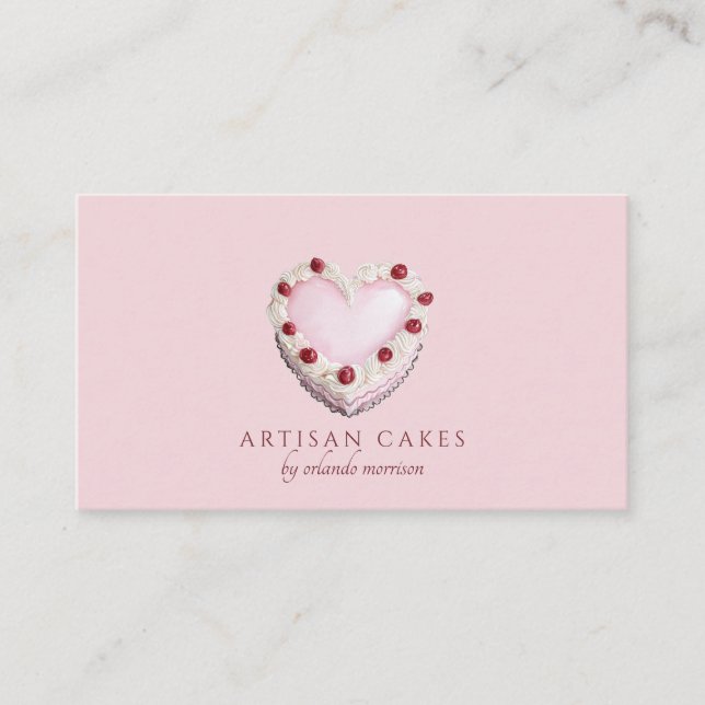 Elegant Blush Pink Cake Bakery Business Card (Front)