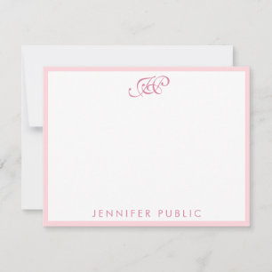 Elegant Blush Pink Calligraphed Script Monogram Card