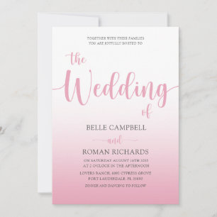 Elegant Blush Pink Calligraphy Script Wedding Invitation