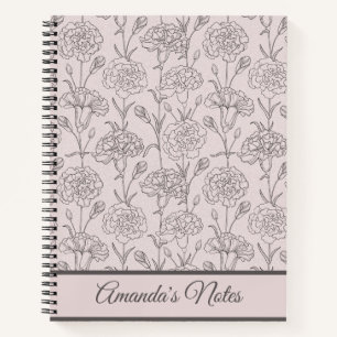 Elegant Blush Pink Carnation Gratitude Journal