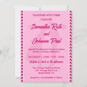Elegant Blush Pink Chevron Stripe Wedding Invitation