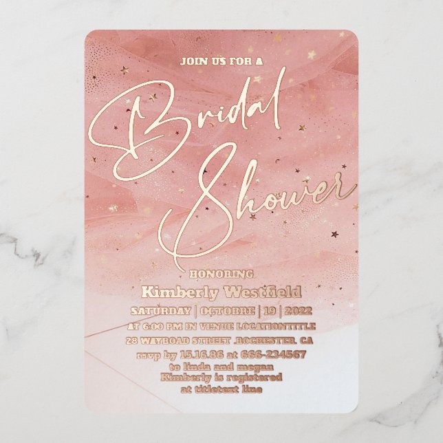Elegant Blush Pink chic Bridal Shower Rose Gold   (Front)